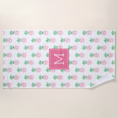 Serviette De Plage Ananas rose Monogramme (Devant)