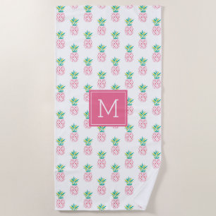 Serviette De Plage Ananas rose Monogramme