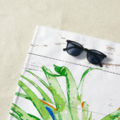 Serviette De Plage Ananas tropical Ajouter le nom, l'année et l'empla (En situation)