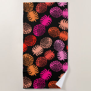 Serviette De Plage Ananas tropical Momona Hawaiian - Chaud - Noir