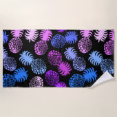 Serviette De Plage Ananas Tropical Momona Hawaiian - Violet - Noir (Devant)