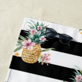 Serviette De Plage Ananas tropicaux, Blancs noirs (En situation)