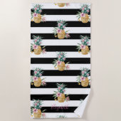 Serviette De Plage Ananas tropicaux, Blancs noirs (Devant)