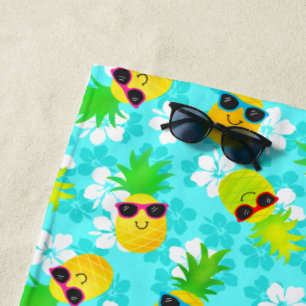 Serviette De Plage Ananas tropicaux en été amusant