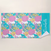 Serviette De Plage Ananas violet tropical (Devant)
