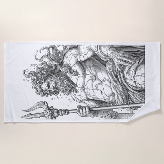 Serviette De Plage Ancient Neptune Marble Statue Pattern - Mythologic (Devant)