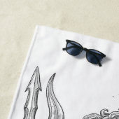 Serviette De Plage Ancient Neptune Marble Statue Pattern - Mythologic (En situation)