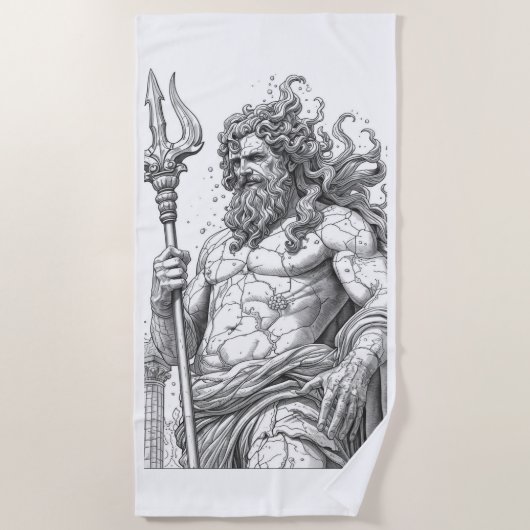 Serviette De Plage Ancient Neptune Marble Statue Pattern - Mythologic (Devant)