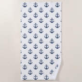 Serviette De Plage Ancrage bleu marine nautique sur un arrière - plan (Devant)