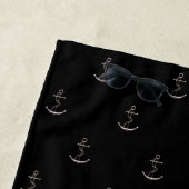Serviette De Plage Ancrage noir argent mer monogramme gars (En situation)
