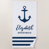 Serviette De Plage Ancre blanche de la marine nautique Nom de la serv (Devant)