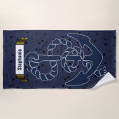 Serviette De Plage Ancre bleue marine avec votre nom ou votre devis (Devant)