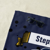 Serviette De Plage Ancre bleue marine avec votre nom ou votre devis (En situation)