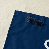 Serviette De Plage Ancre Bleue Marine Nautique Nom personnalisé Plage (En situation)