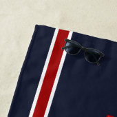 Serviette De Plage Ancre classique Monogramme bleu blanc noir marine (En situation)