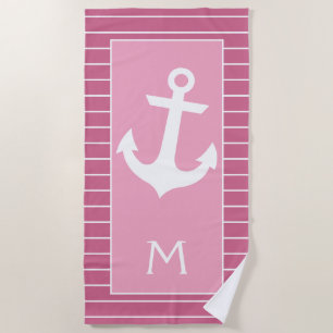 Serviette De Plage Ancre De Bateau Blanc Personnalisé Frappes Sur Ros