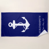 Serviette De Plage Ancre de bateau Personnalisé Marine Bleu (Devant)