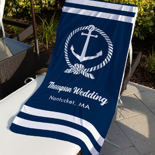 Serviette De Plage Ancre de Marine Monogramme de Mariage