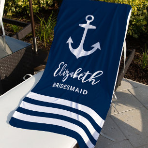 Serviette De Plage Ancre de marine nautique nom de demoiselle d'honne
