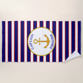 Serviette De Plage Ancre dorée élégante moderne (Devant)