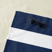 Serviette De Plage Ancre Marine Bleu Stripes Crabe Rouge Nom du batea (En situation)