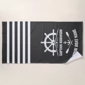 Serviette De Plage Ancre nautique Bateau à aubes Capitaine Nom du bat (Devant)