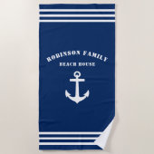 Serviette De Plage Ancre nautique classique Family Beach House Marine (Devant)