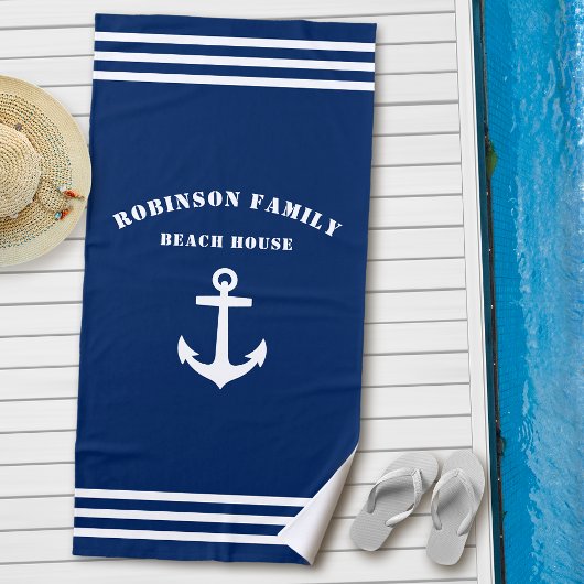 Serviette De Plage Ancre nautique classique Family Beach House Marine