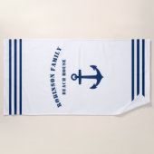 Serviette De Plage Ancre nautique classique Maison de plage Maison bl (Devant)