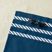 Serviette De Plage Ancre nautique Maison de lac Marine Bleu (En situation)
