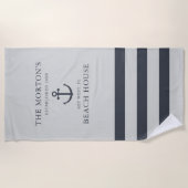 Serviette De Plage Ancre nautique Maison de plage familiale (Devant)