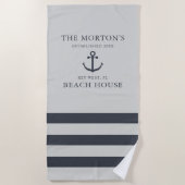 Serviette De Plage Ancre nautique Maison de plage familiale (Devant)