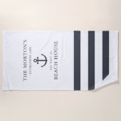 Serviette De Plage Ancre nautique Maison de plage familiale (Devant)