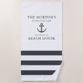 Serviette De Plage Ancre nautique Maison de plage familiale (Devant)