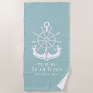 Serviette De Plage Ancre nautique Maison de plage Nom de famille