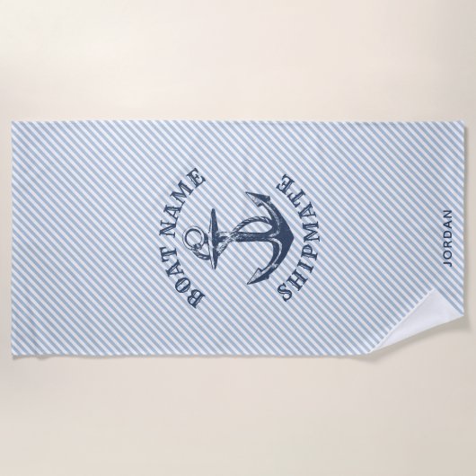 Serviette De Plage Ancre nautique | Navire personnalisé (Devant)