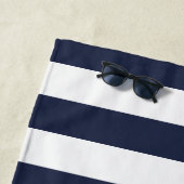 Serviette De Plage Ancre nautique Nom du bateau Marine Bleu Blanc (En situation)