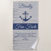 Serviette De Plage Ancre nautique Personnalisé Marine Blue Fun Faits (Devant)