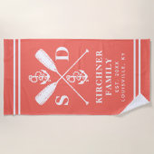 Serviette De Plage Ancres nautiques Bateau Voitures Famille Monogramm (Devant)