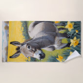 Serviette De Plage Âne Vibrant Et Daffodiques Jaunes (Devant)