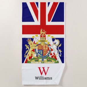 Serviette De Plage Anglais Royal Crest Monogram Beach Towel