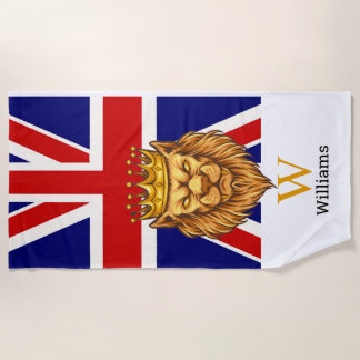 Serviette De Plage Anglais Royal Lion Monogram Beach Towel