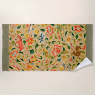 Serviette De Plage Animal Antique Cheval Oiseau Deer Rabbit
