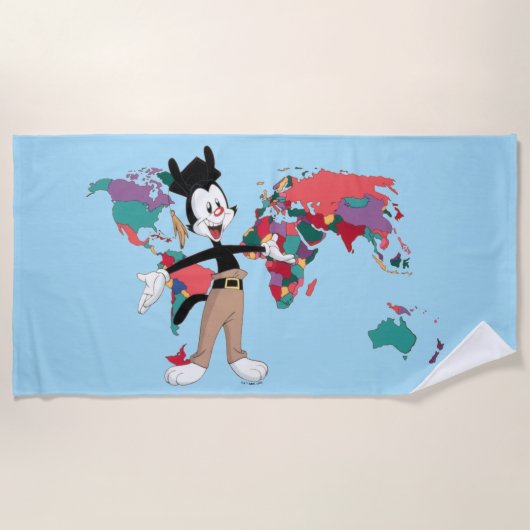 Serviette De Plage Animaniacs | Graphique de la carte du monde de Yak (Devant)