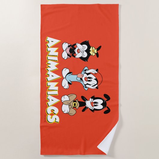 Serviette De Plage Animaniacs | Graphique de Warner Sibings "No Evil" (Devant)