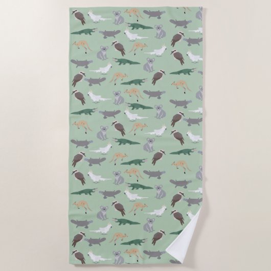 Serviette De Plage Animaux autochtones australiens Eucalyptus Motif v (Devant)