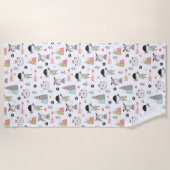 Serviette De Plage Animaux mignons de région boisée et motif indien (Devant)