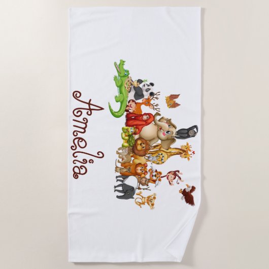 Serviette De Plage Animaux personnalisés de l'enfant (Devant)