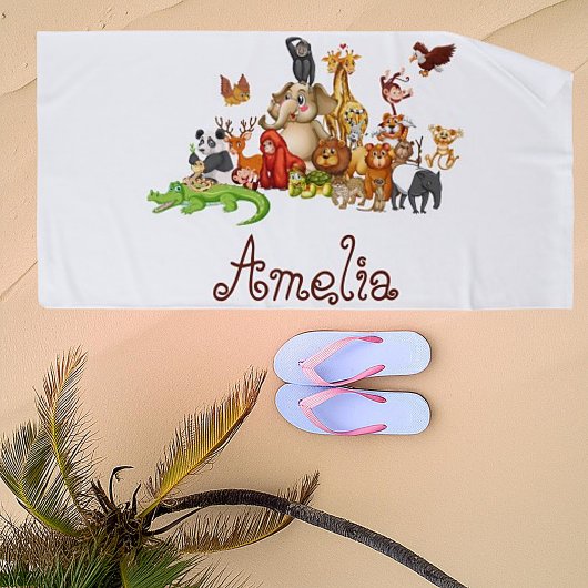 Serviette De Plage Animaux pour enfants personnalisés 