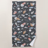 Serviette De Plage Animaux spatiaux - texture bleu acier foncé (Devant)
